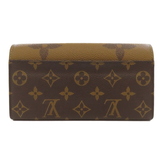 LOUIS VUITTON Long Wallet Purse M80726 Monogram reverse Brown Portefeuille Sara Women Used Authentic