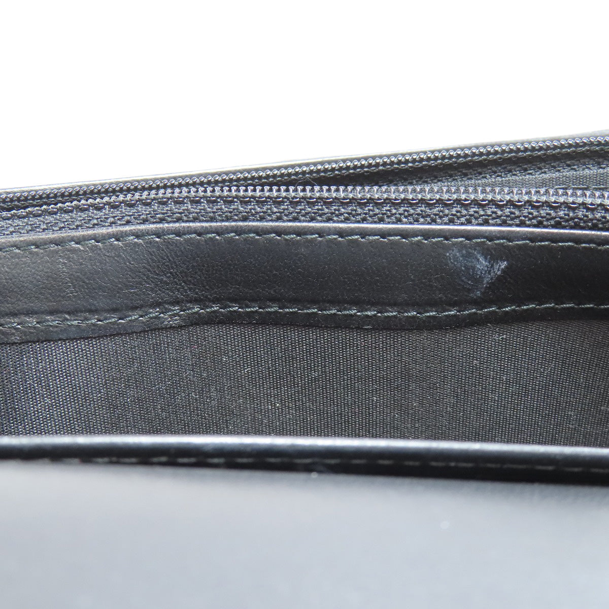 CHANEL Long Wallet Purse lambskin black Matelasse SilverMetal Women Used Authentic