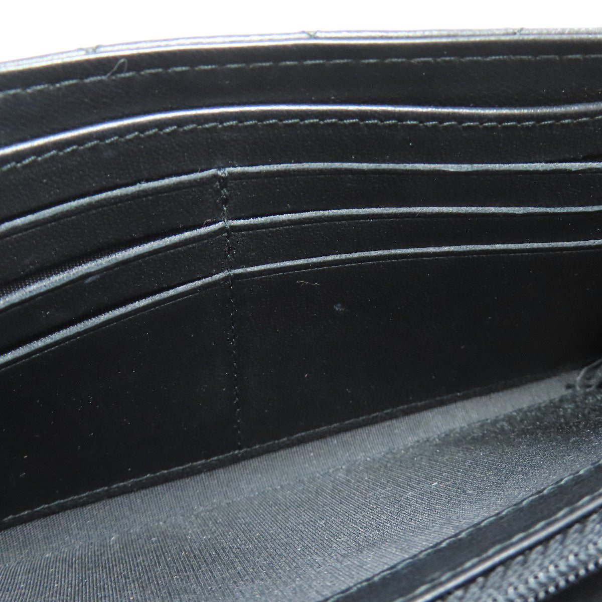 CHANEL Long Wallet Purse lambskin black Matelasse SilverMetal Women Used Authentic