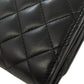 CHANEL Long Wallet Purse lambskin black Matelasse SilverMetal Women Used Authentic