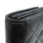 CHANEL Long Wallet Purse lambskin black Matelasse SilverMetal Women Used Authentic