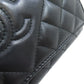 CHANEL Long Wallet Purse lambskin black Matelasse SilverMetal Women Used Authentic