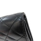 CHANEL Long Wallet Purse lambskin black Matelasse SilverMetal Women Used Authentic
