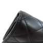 CHANEL Long Wallet Purse lambskin black Matelasse SilverMetal Women Used Authentic