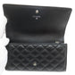 CHANEL Long Wallet Purse lambskin black Matelasse SilverMetal Women Used Authentic