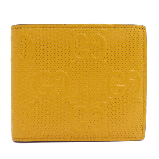 GUCCI Bifold Wallet 625555 leather yellow GG emboss mens Used Authentic