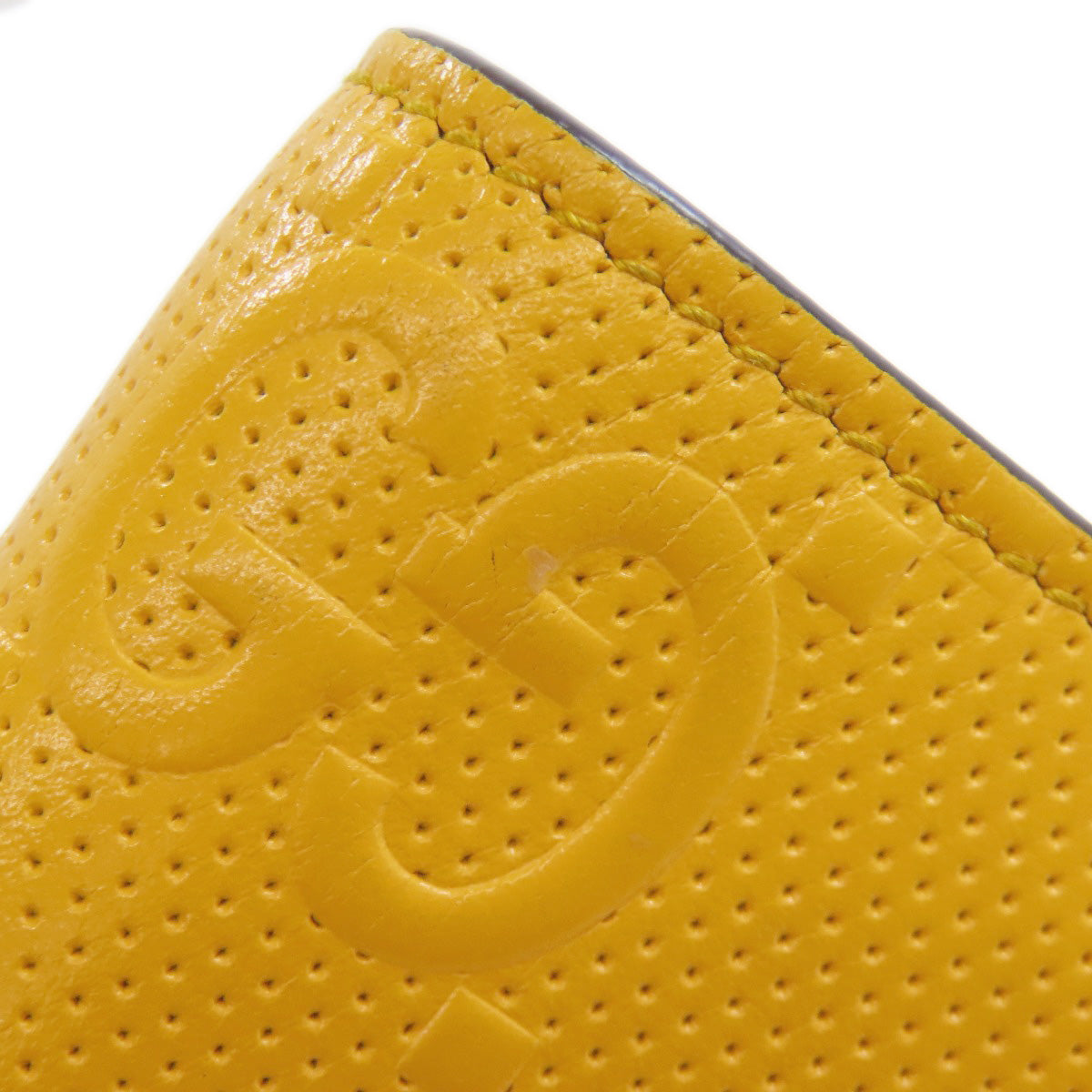 GUCCI Bifold Wallet 625555 leather yellow GG emboss mens Used Authentic