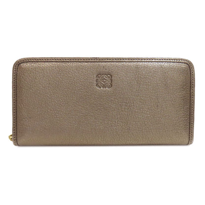 LOEWE Long Wallet Purse leather gray Zip Around Women Used Authentic