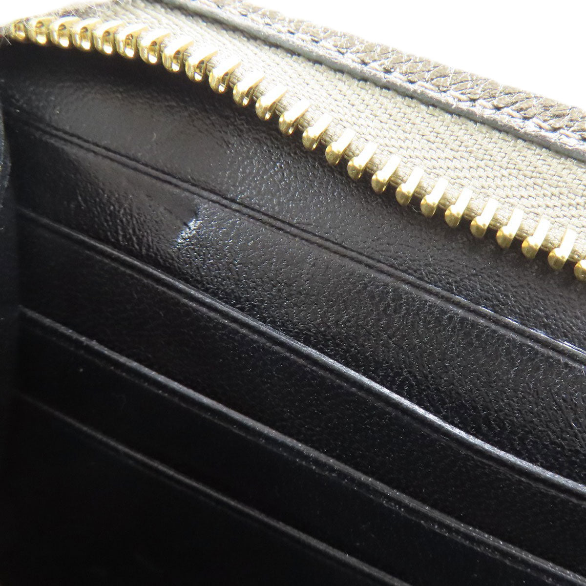 LOEWE Long Wallet Purse leather gray Zip Around Women Used Authentic
