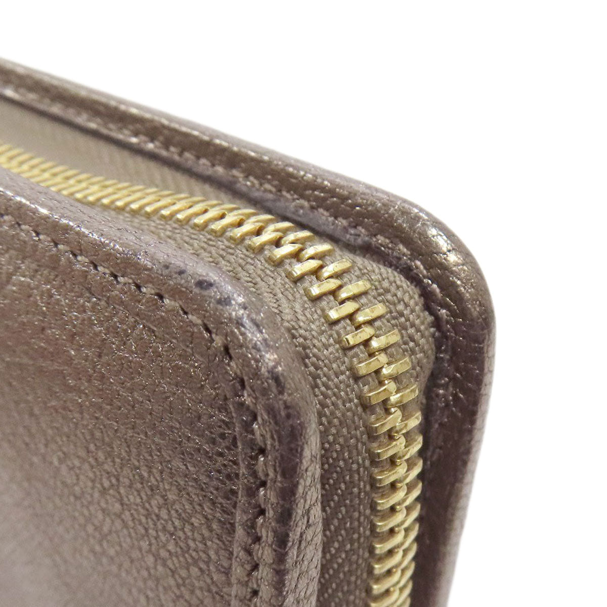 LOEWE Long Wallet Purse leather gray Zip Around Women Used Authentic