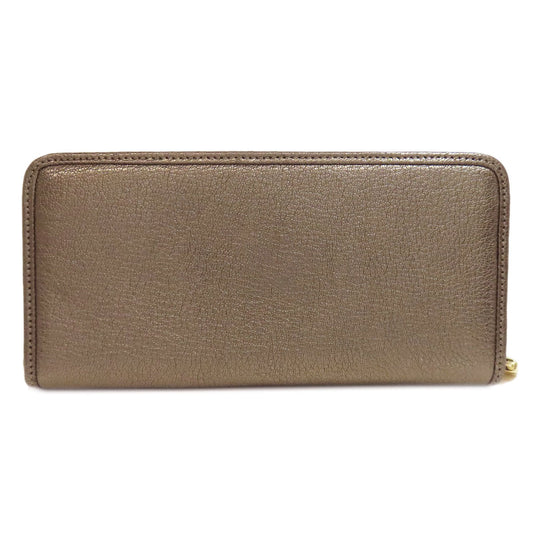 LOEWE Long Wallet Purse leather gray Zip Around Women Used Authentic