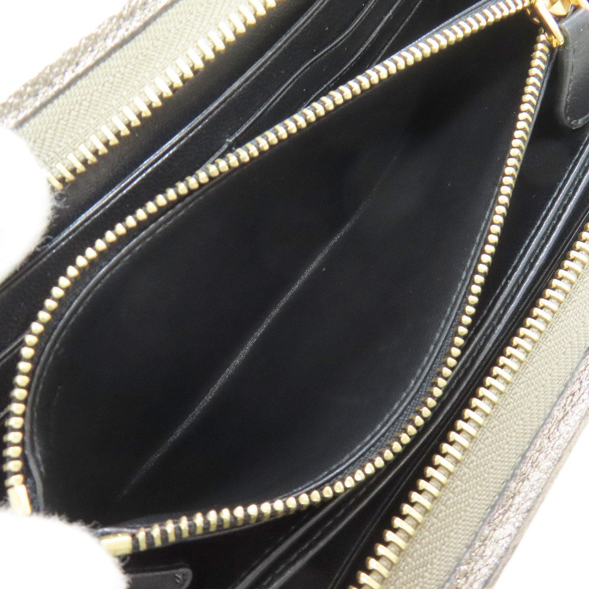 LOEWE Long Wallet Purse leather gray Zip Around Women Used Authentic
