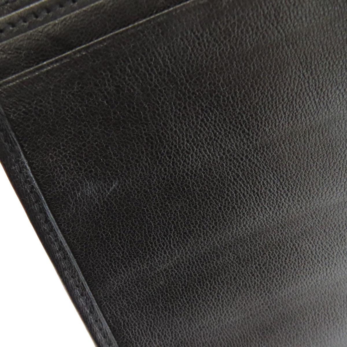 CHANEL Long Wallet Purse Calfskin black stitch Women Used Authentic