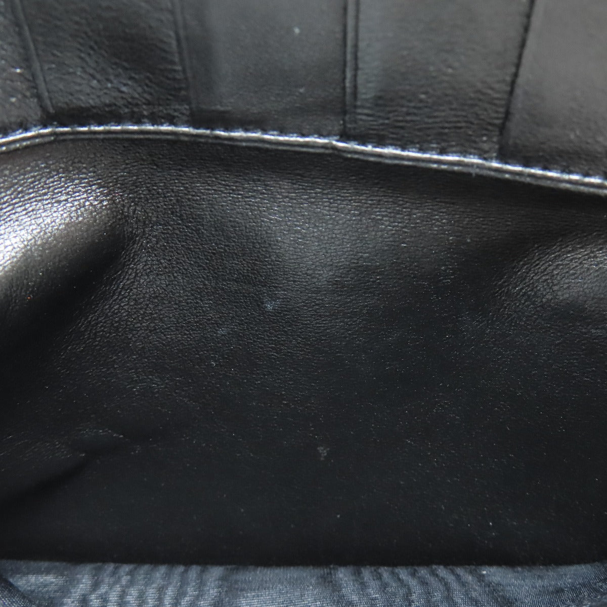 CHANEL Long Wallet Purse Calfskin black stitch Women Used Authentic