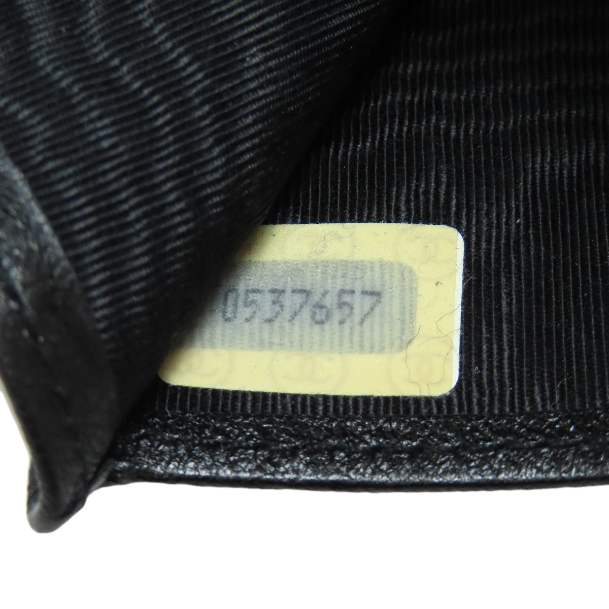 CHANEL Long Wallet Purse Calfskin black stitch Women Used Authentic