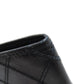 CHANEL Long Wallet Purse Calfskin black stitch Women Used Authentic