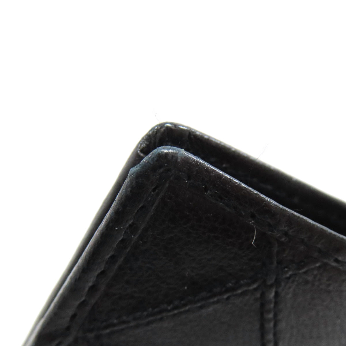 CHANEL Long Wallet Purse Calfskin black stitch Women Used Authentic