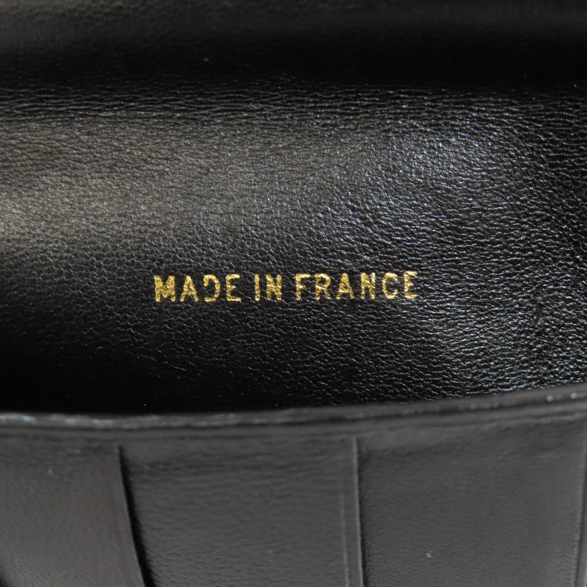 CHANEL Long Wallet Purse Calfskin black stitch Women Used Authentic