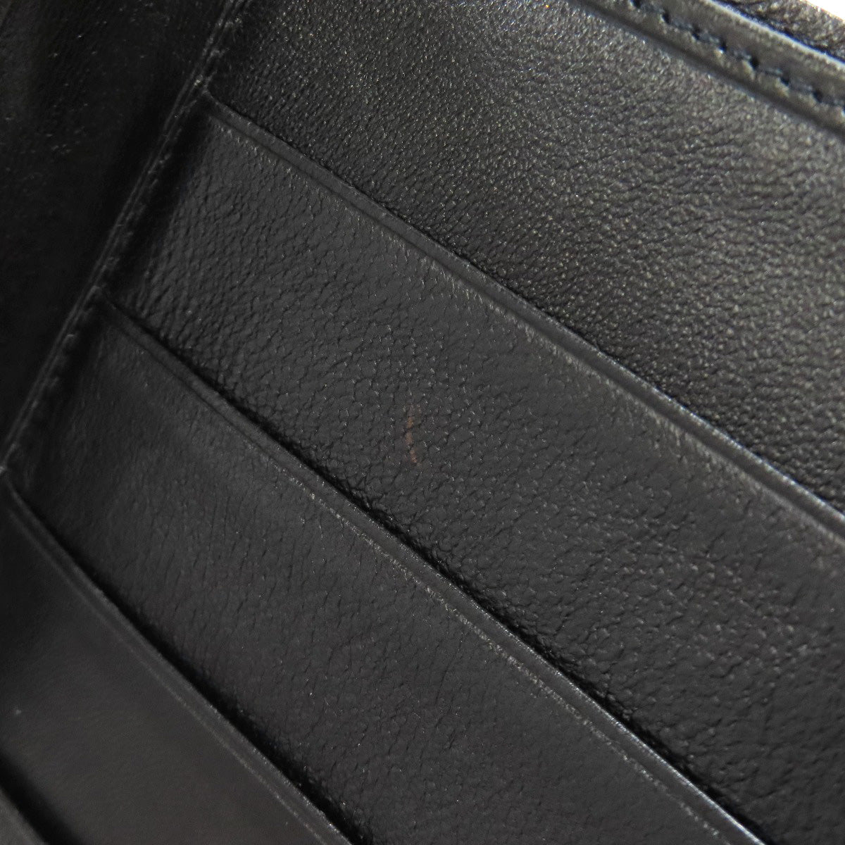 CHANEL Long Wallet Purse Calfskin black stitch Women Used Authentic