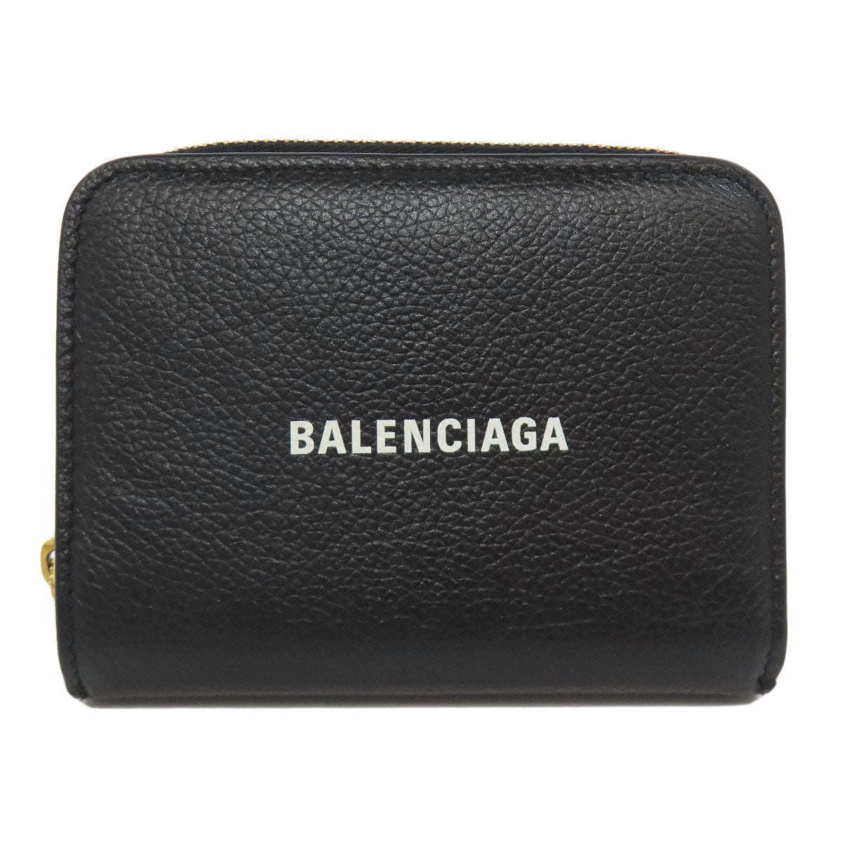 BALENCIAGA Bifold Wallet 650871 leather black logo Women Used Authentic