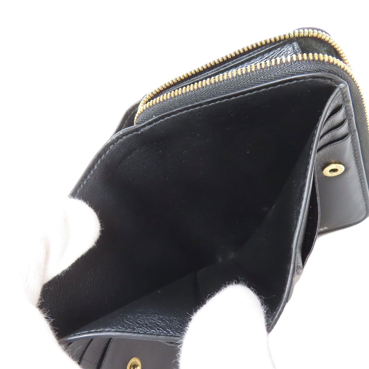BALENCIAGA Bifold Wallet 650871 leather black logo Women Used Authentic