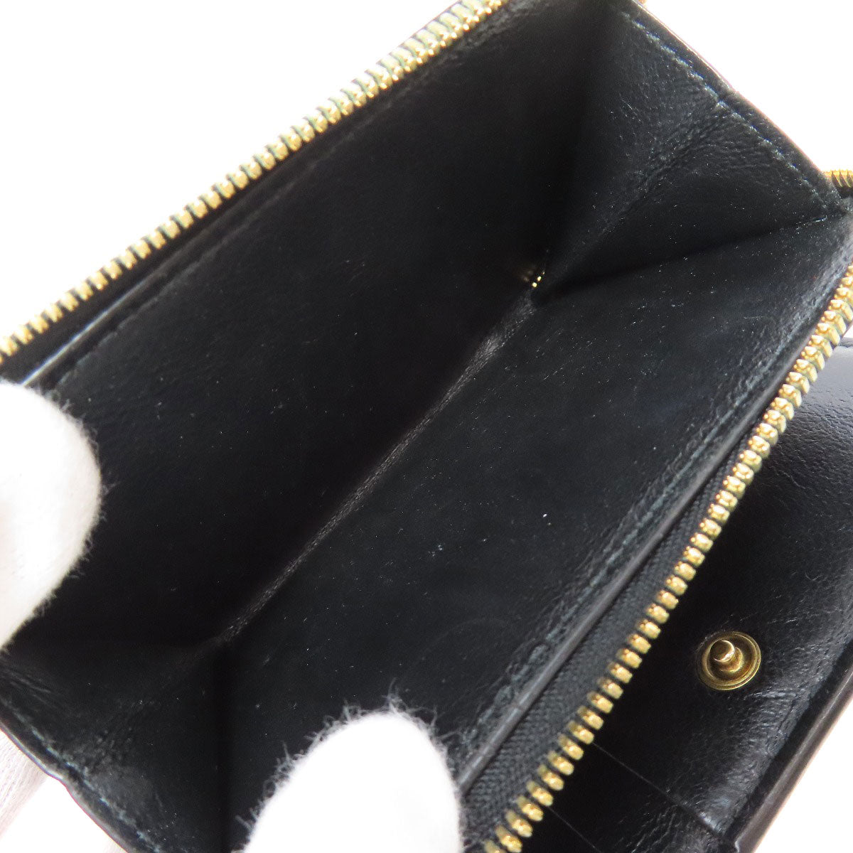 BALENCIAGA Bifold Wallet 650871 leather black logo Women Used Authentic