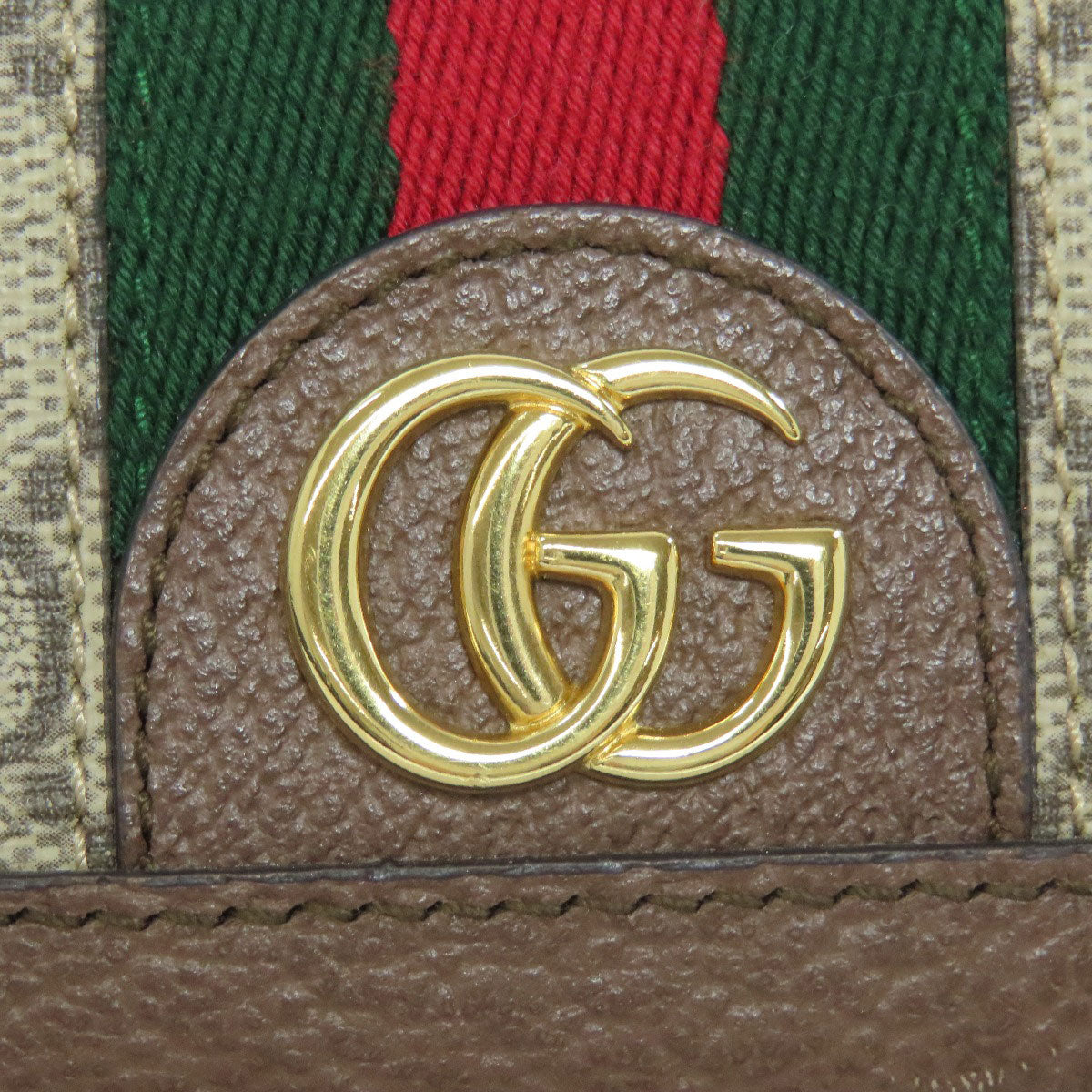 GUCCI Long Wallet Purse 523153 PVC Brown Ophidia GG Continental Women Used Authentic