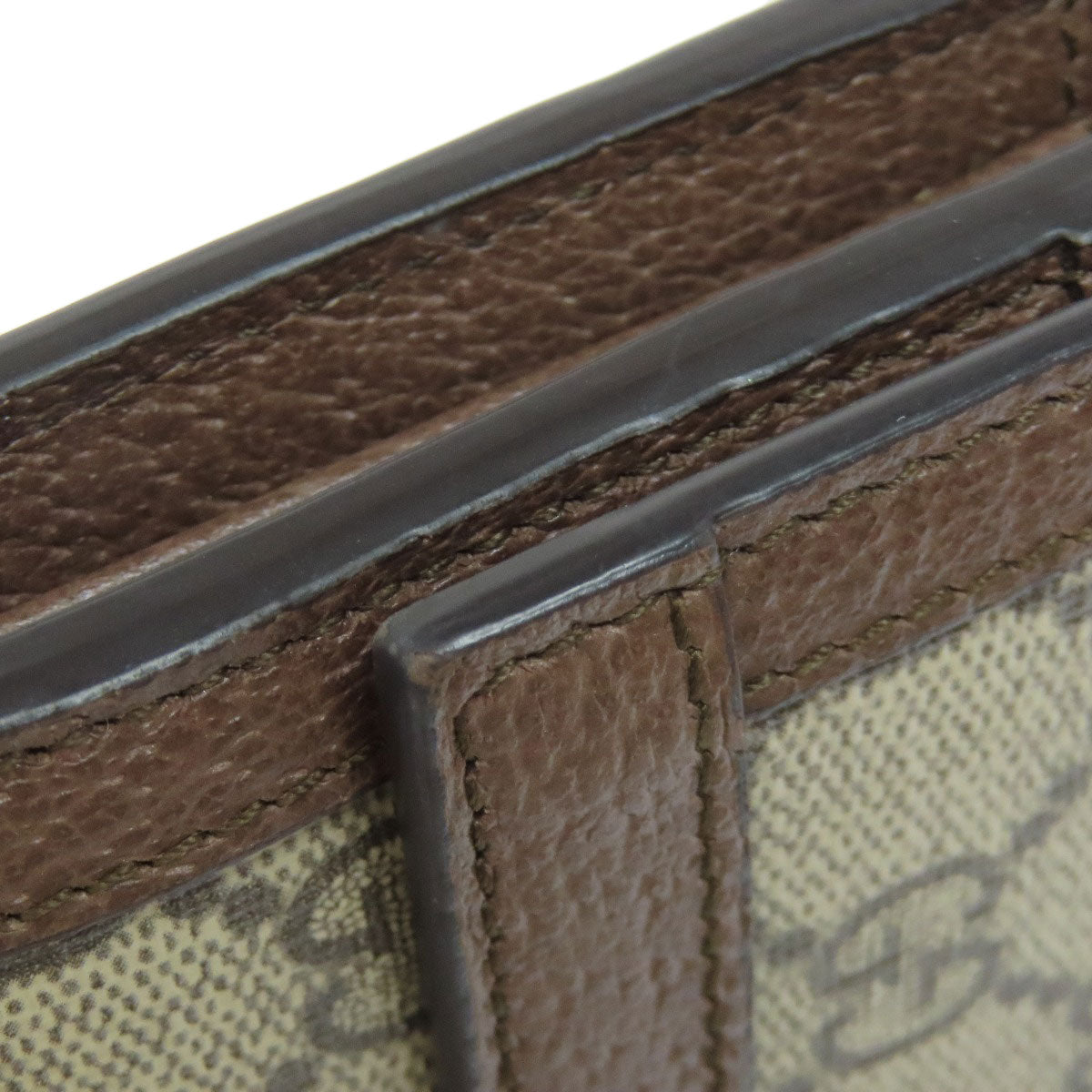 GUCCI Long Wallet Purse 523153 PVC Brown Ophidia GG Continental Women Used Authentic