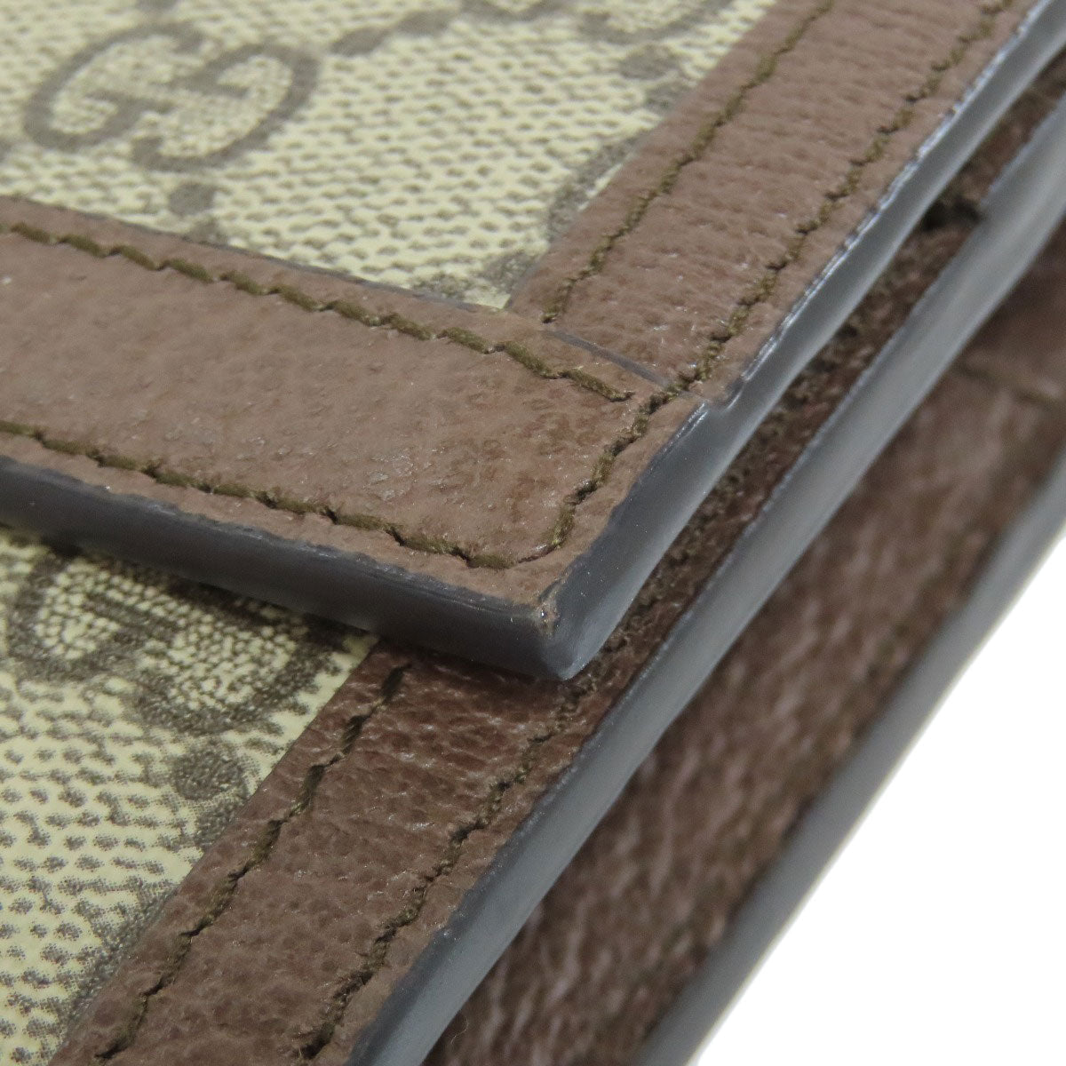 GUCCI Long Wallet Purse 523153 PVC Brown Ophidia GG Continental Women Used Authentic