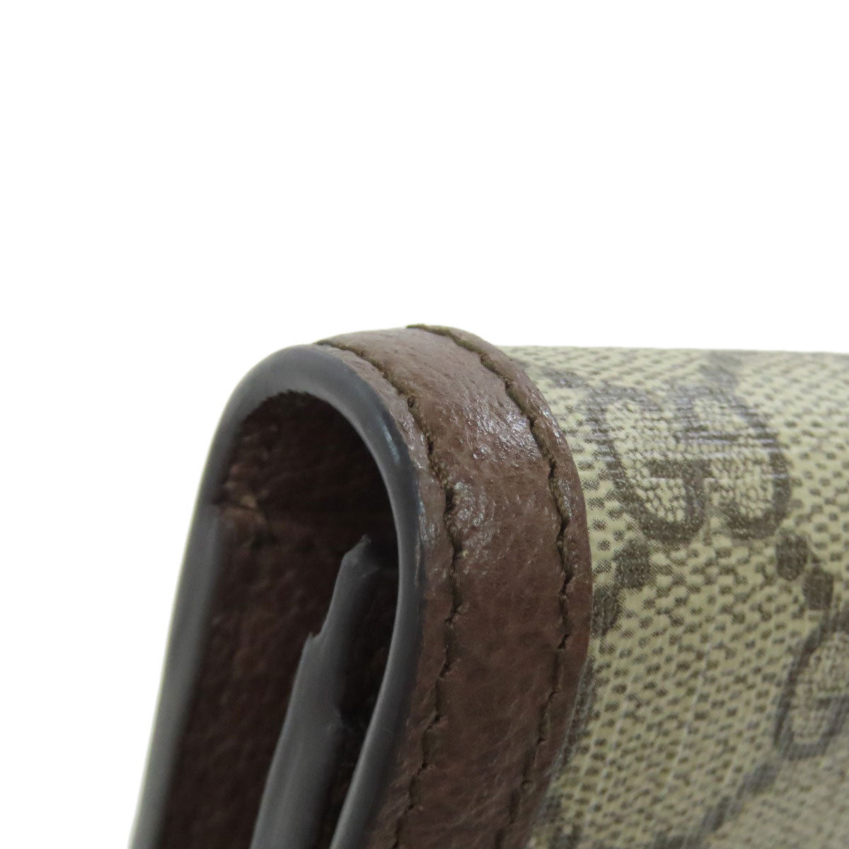 GUCCI Long Wallet Purse 523153 PVC Brown Ophidia GG Continental Women Used Authentic