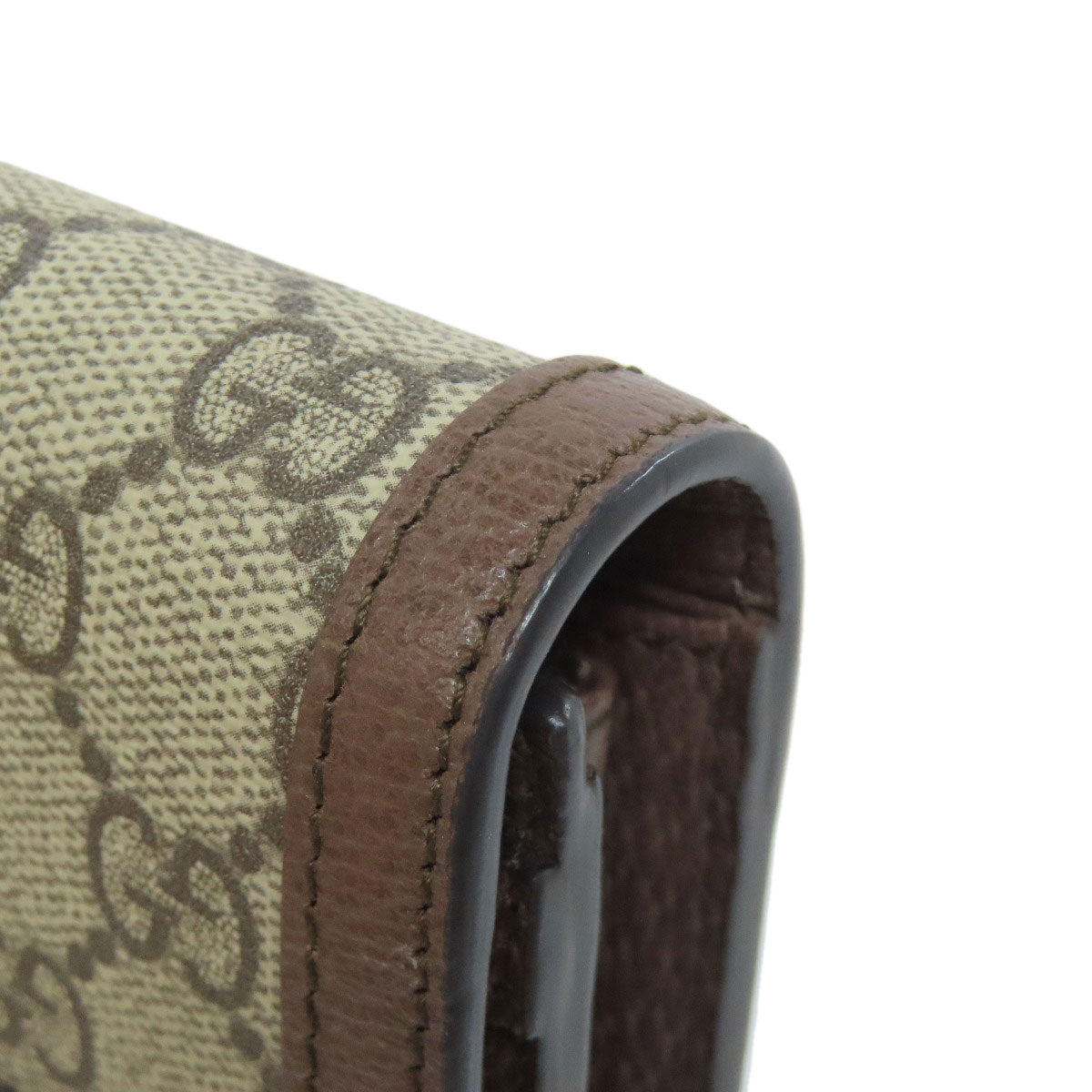 GUCCI Long Wallet Purse 523153 PVC Brown Ophidia GG Continental Women Used Authentic
