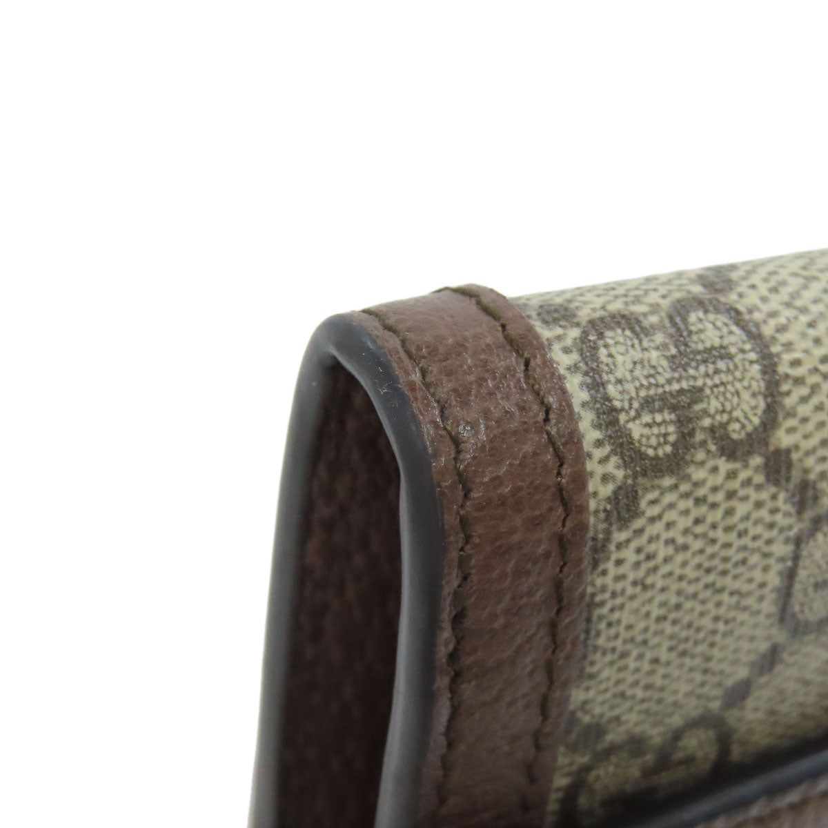 GUCCI Long Wallet Purse 523153 PVC Brown Ophidia GG Continental Women Used Authentic
