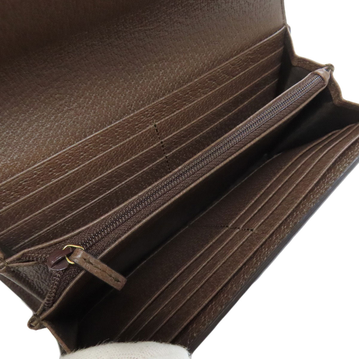 GUCCI Long Wallet Purse 523153 PVC Brown Ophidia GG Continental Women Used Authentic