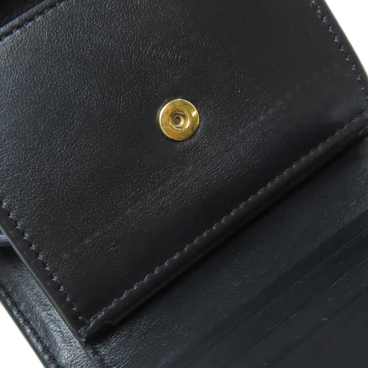 CELINE Bifold Wallet Calfskin black Small flap wallet Triomphe Women Used Authentic