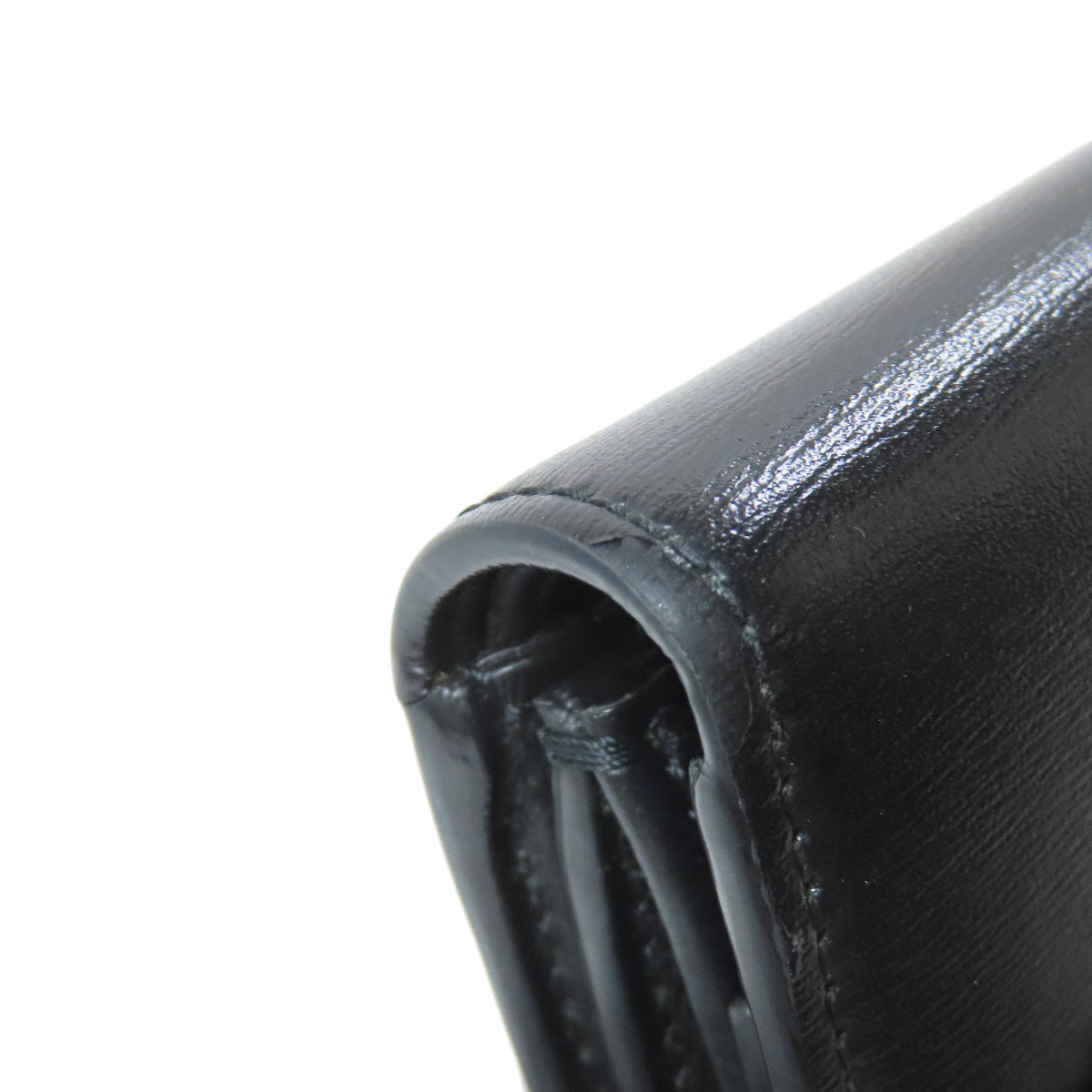 CELINE Bifold Wallet Calfskin black Small flap wallet Triomphe Women Used Authentic