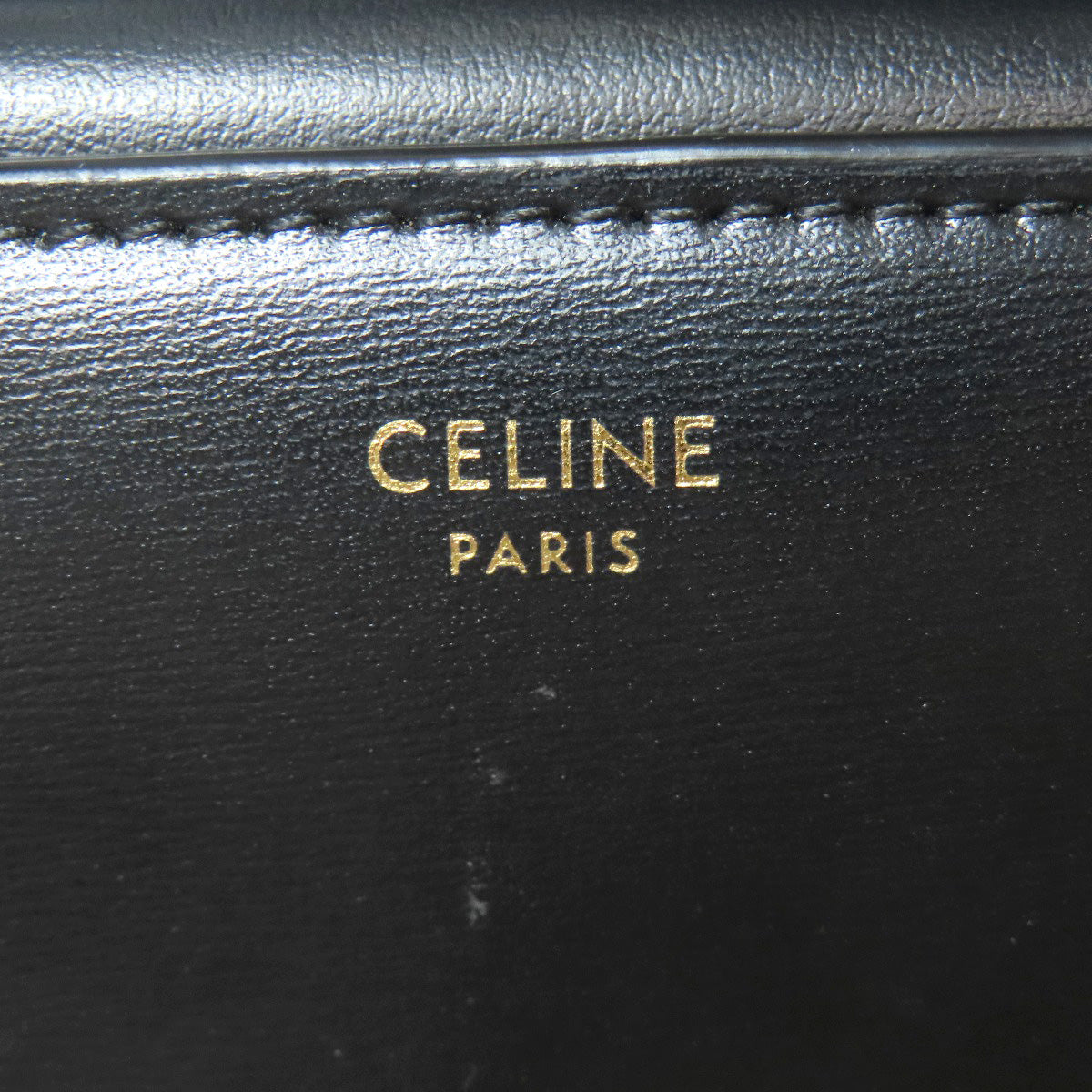 CELINE Bifold Wallet Calfskin black Small flap wallet Triomphe Women Used Authentic
