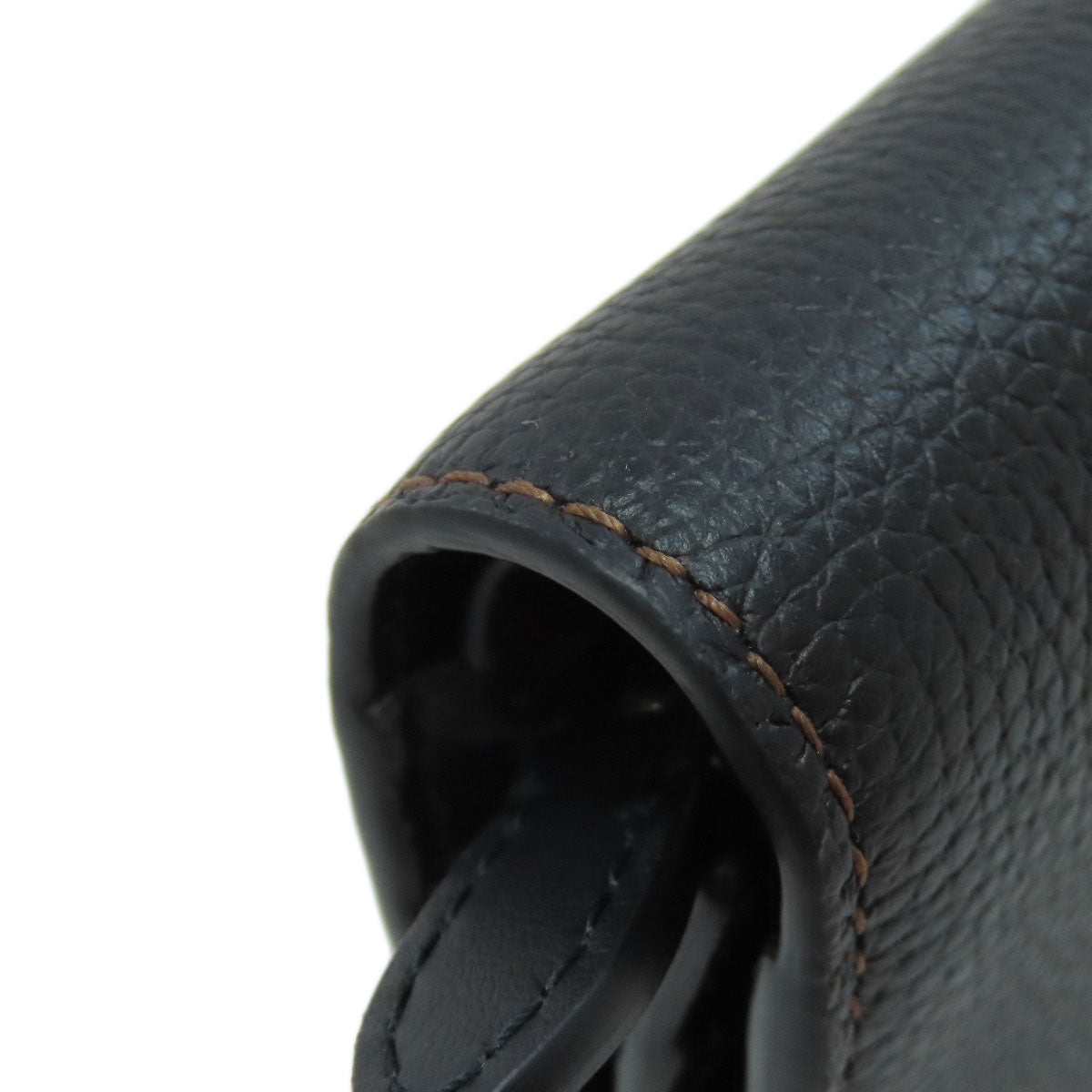 BURBERRY Bifold Wallet leather black TB logo Women Used Authentic