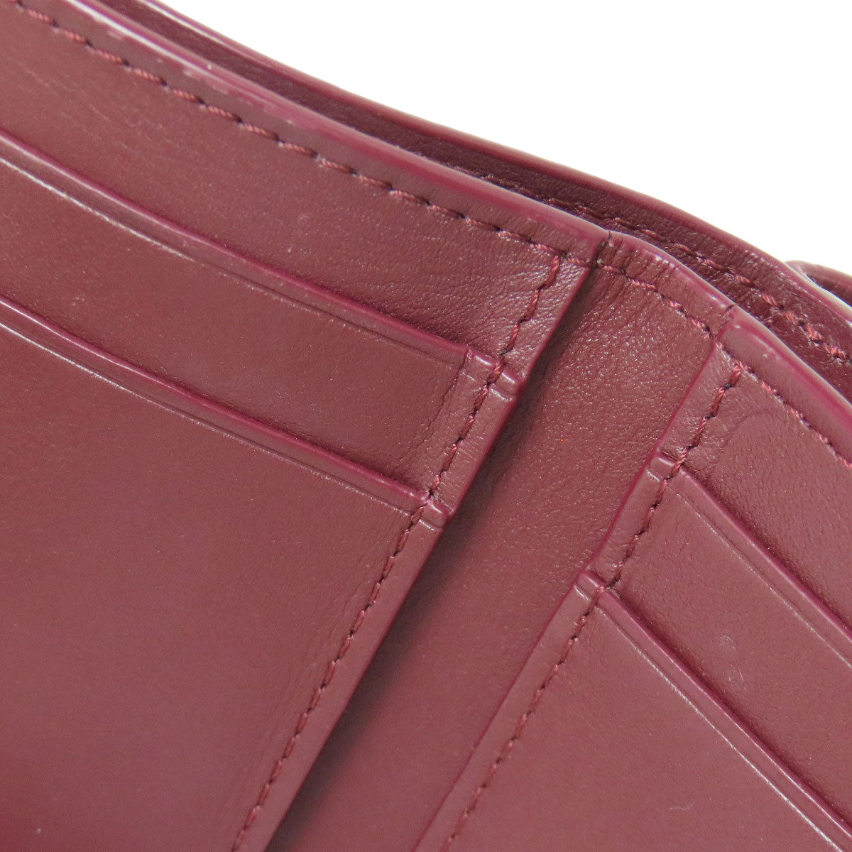 LOEWE Bifold Wallet Calfskin Red Compact Wallet Anagram Women Used Authentic