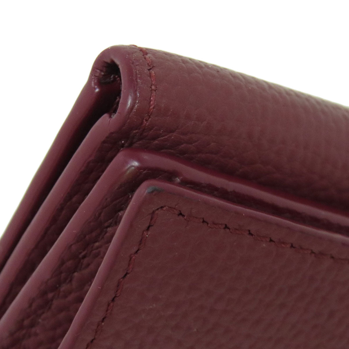 LOEWE Bifold Wallet Calfskin Red Compact Wallet Anagram Women Used Authentic