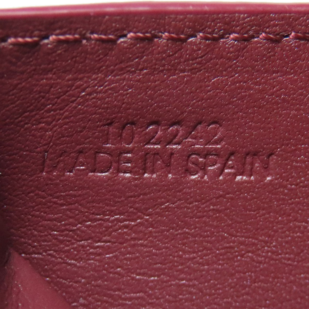 LOEWE Bifold Wallet Calfskin Red Compact Wallet Anagram Women Used Authentic