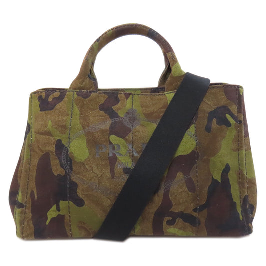 PRADA Handbag B2642B canvas Brown Canapa camouflage 2WAY Women Used Authentic