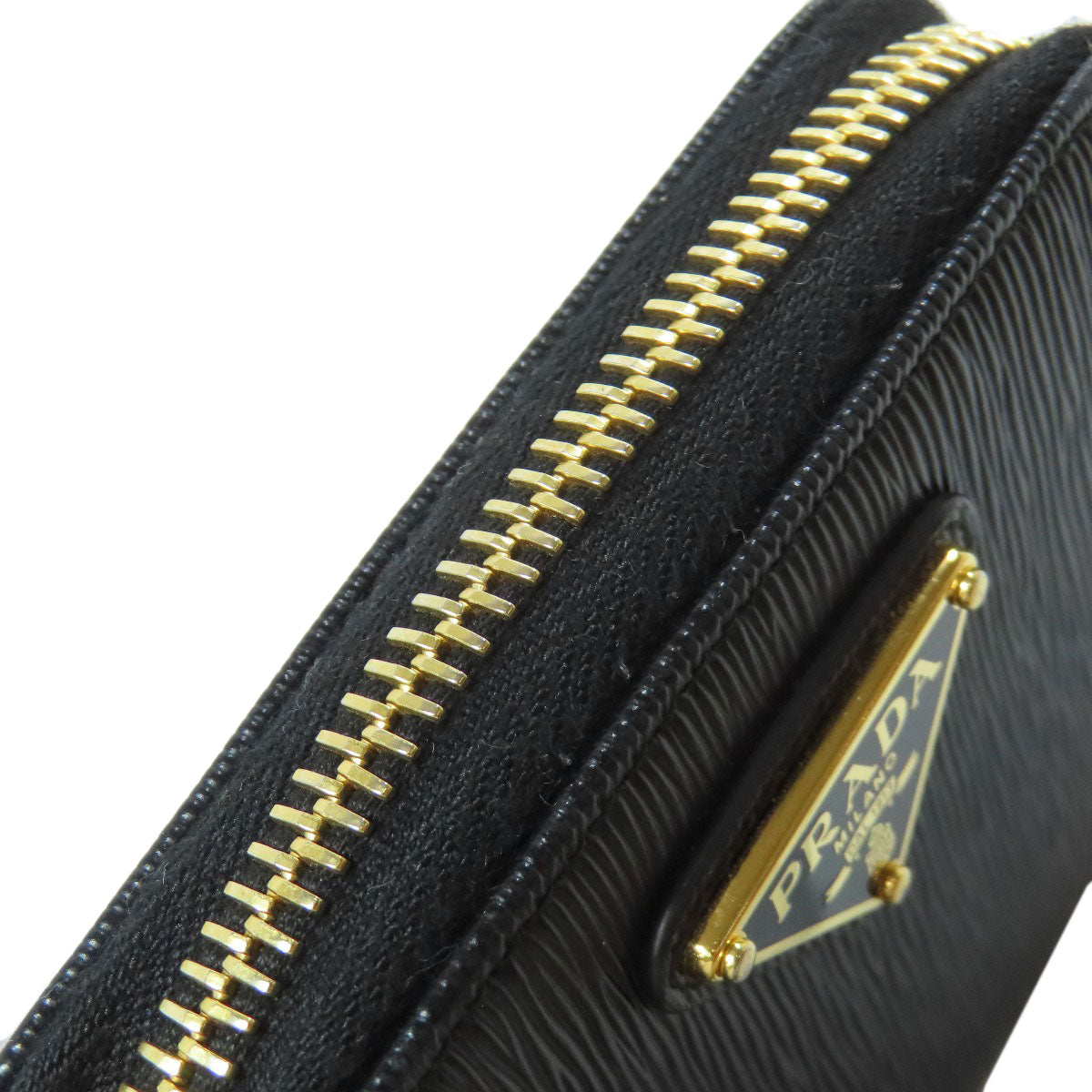 PRADA Coin case leather black logoMetal