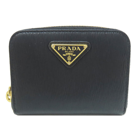 PRADA Coin case leather black logoMetal