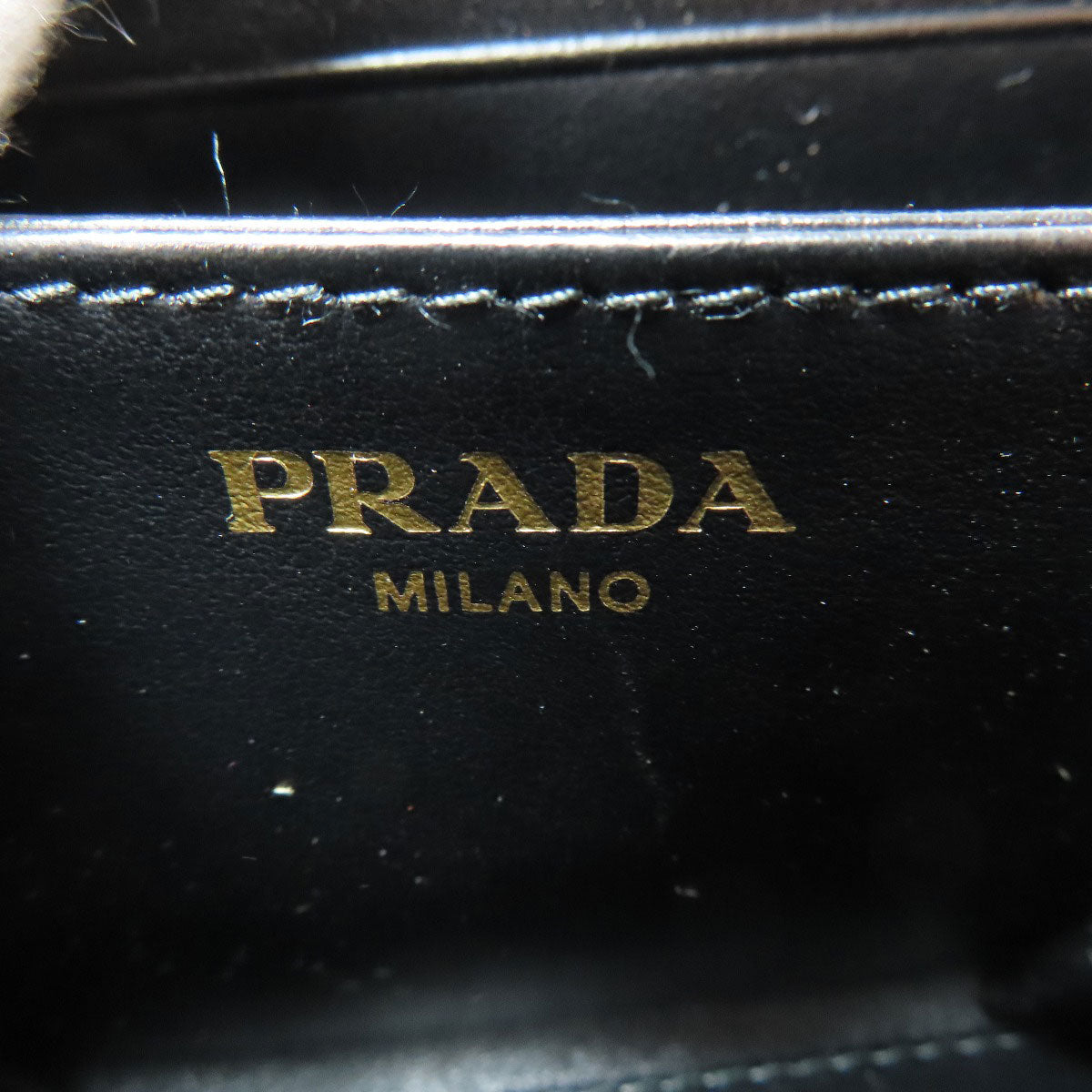 PRADA Coin case leather black logoMetal