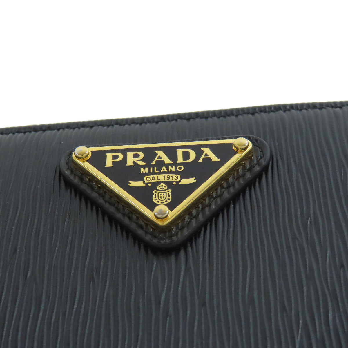 PRADA Coin case leather black logoMetal