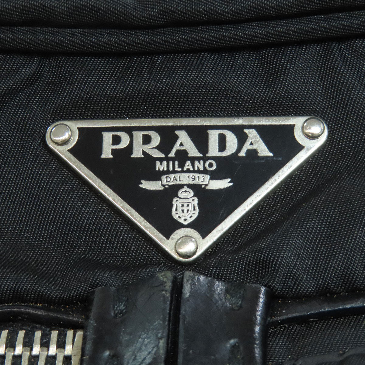 PRADA Shoulder Bag Nylon black logoMetal