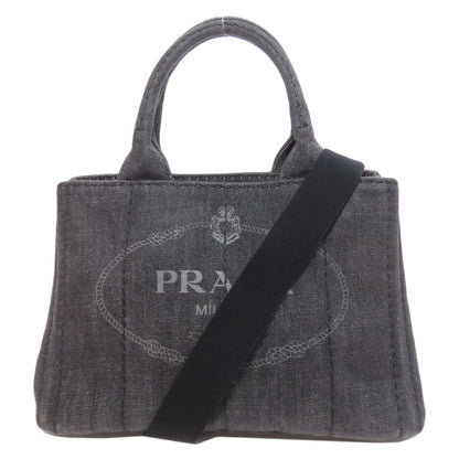 PRADA Handbag denim black Canapa 2WAY