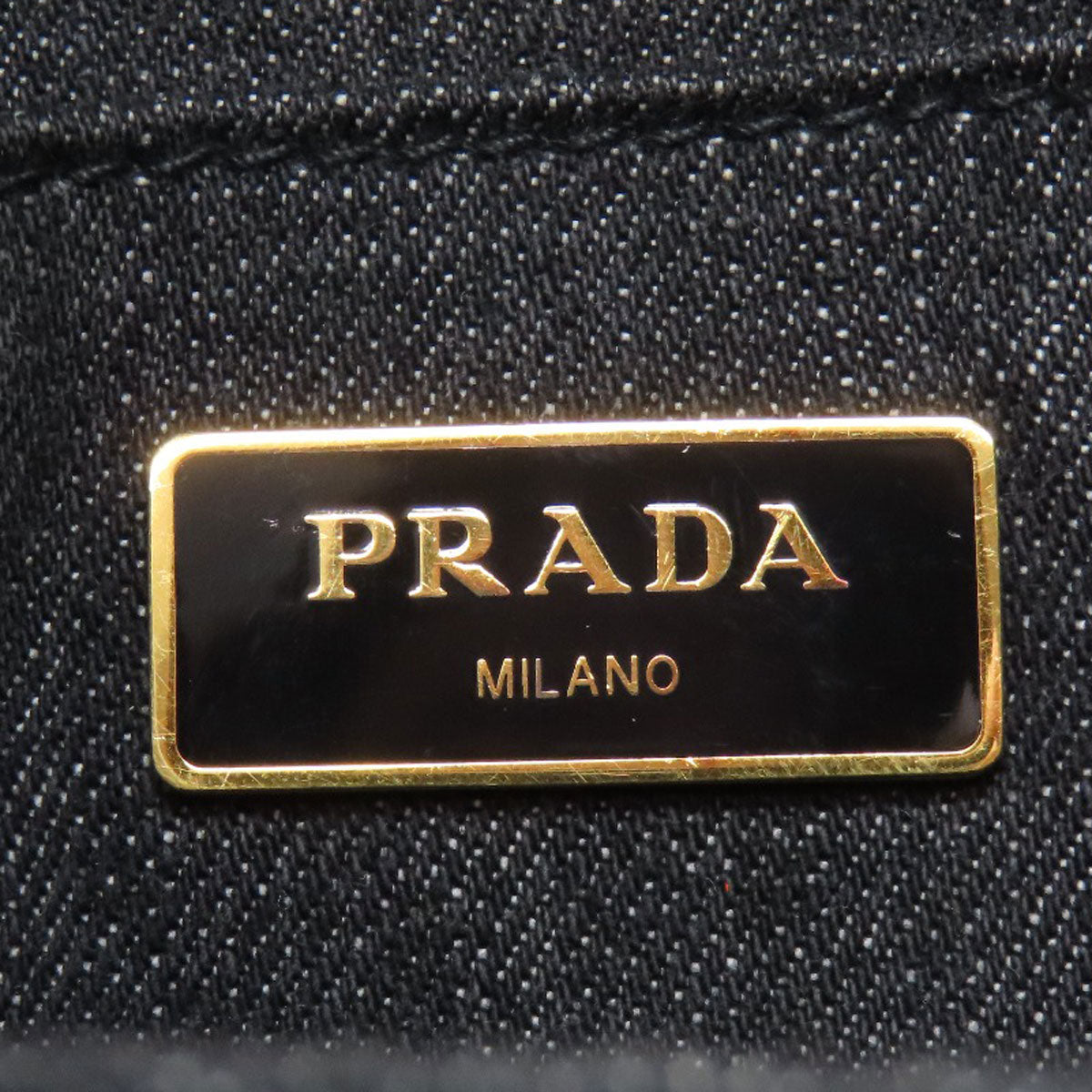 PRADA Handbag denim black Canapa 2WAY