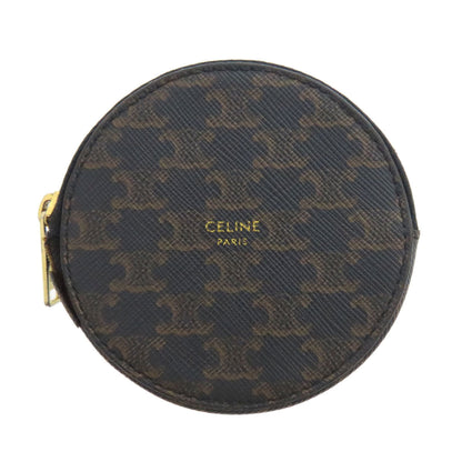 CELINE Coin case PVC Dark brown TriomphePattern Women Used Authentic