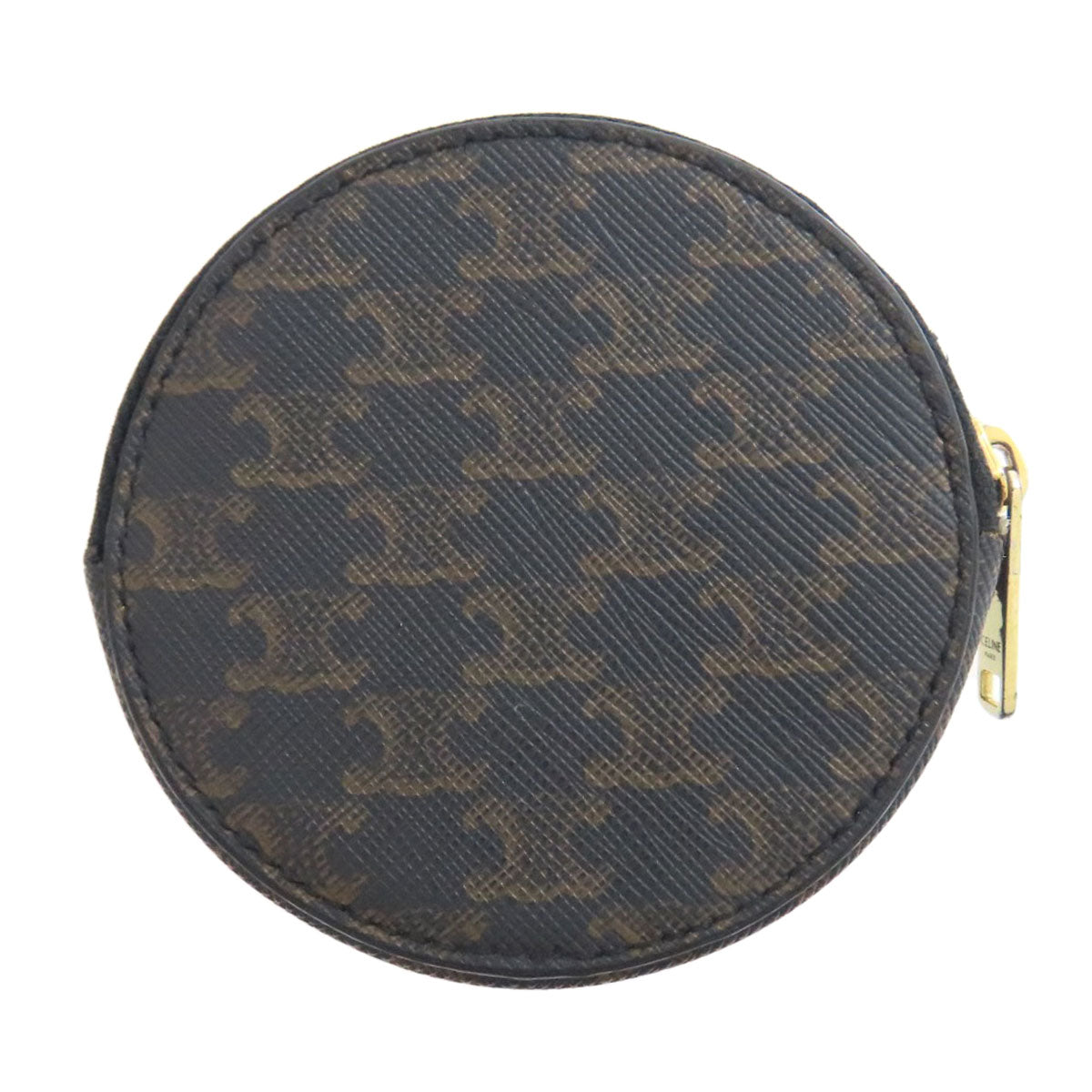 CELINE Coin case PVC Dark brown TriomphePattern Women Used Authentic